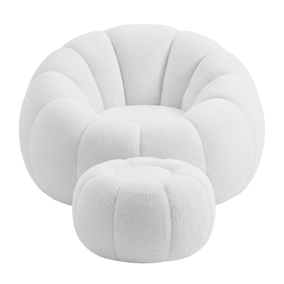Dbuoem Pumpkin Shaped Bean Bag Chair with Footstool,Giant Bean Bag Sofa Chair,Soft Boneless Couch Chair for Dorm,Apartment,Living Room,Bedroom