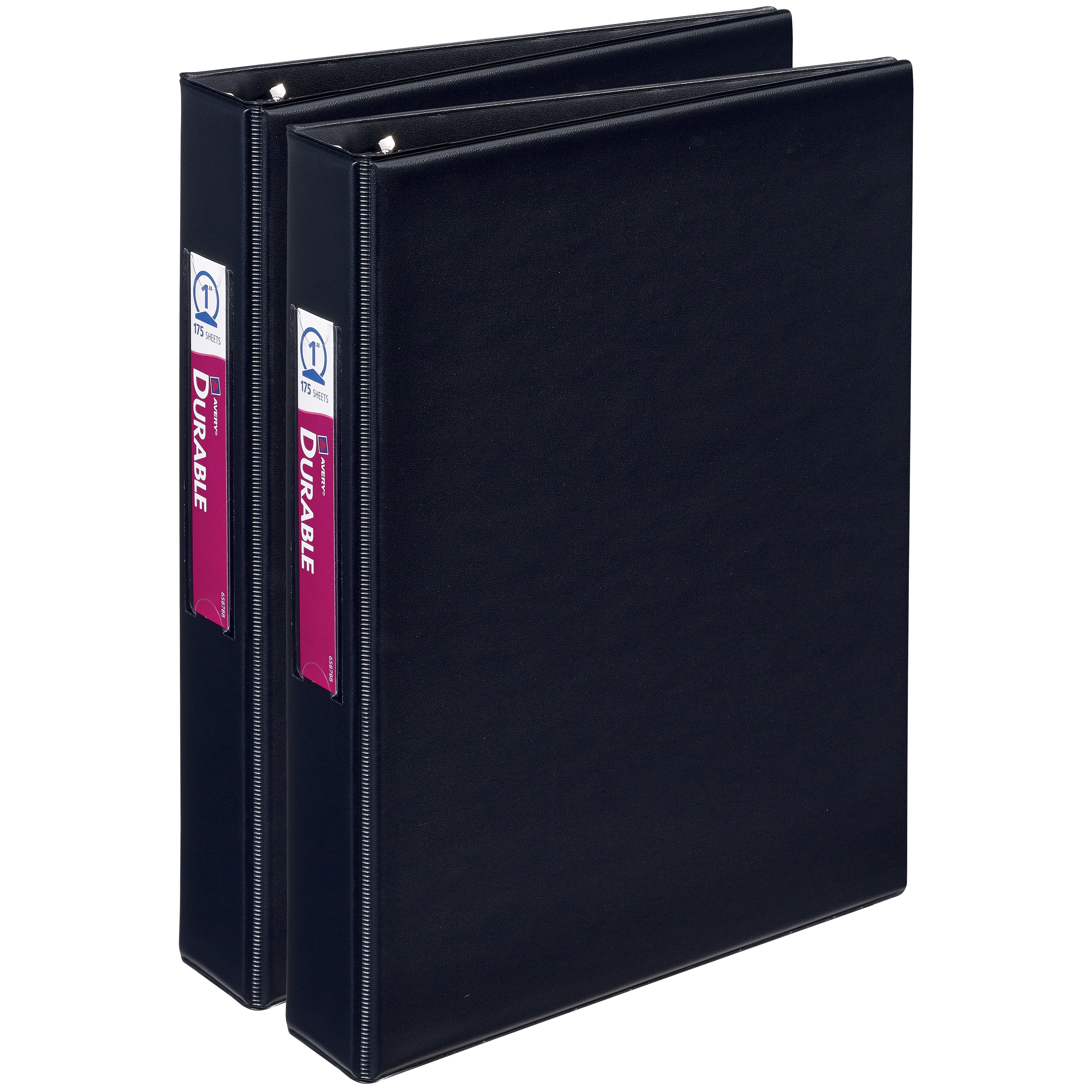 Avery 1' Mini Durable 3 Ring Binders, Round Rings, 5-1/2' x 8-1/2', 175-Sheet Capacity, Black, 2 Pack (13456)