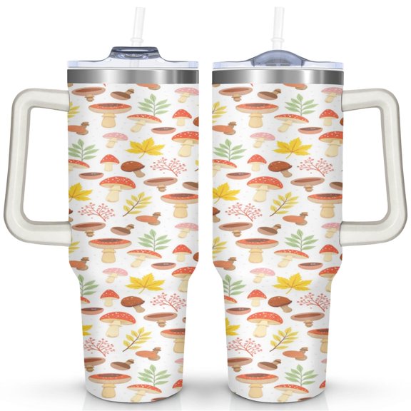 40 oz Mushroom Tumbler with Handle Vacuum Insulated Water Bottle Gift for Birthday Christmas Halloween