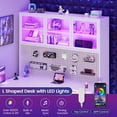 thumbnail image 7 of L Shaped Computer Desk with 3 Drawers, Modern Corner Office Desk with LED Light, Display Cabinet and Pegboard for Home Office, Living Room, 7 of 7