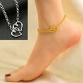 thumbnail image 3 of Limei Double Heart Pattern Crystal Anklet Women Simple Anklet Foot Accessories (Silver), 3 of 6