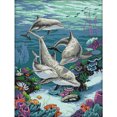 thumbnail image 1 of Kit Punto Cruz Con Delfín Impreso 14 Quilates Hilo Bordar (33x44 Cm), 1 of 9