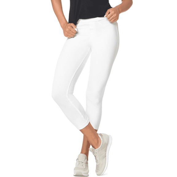 Hue WHITE Women's Mid-Rise Pull-on Denim Capri Leggings, US Large