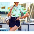 thumbnail image 5 of LA LEELA Button Down Shirt for Women Loose Blouses Short Sleeve Tropical Dressy Relaxed Fit Holidays Bohemian Summer Hawaiian Beach Party Tops for Women S Ocean, Blue, 5 of 5