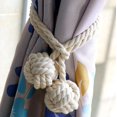 thumbnail image 1 of Set of 2PCS Curtain Tiebacks with Two Balls Handmade Braided Rope Curtain Tie Back Hemp Curtain Buckle Rustic Style, Chic Decorative Curtain Accessory, 1 of 5