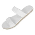 thumbnail image 5 of Espadrilles for Women Braided Double Band Open Toe Slides Sandals Lightweight Thick Sole Summer Beach Vacation Dress Flat Shoes White Size 6.5, 5 of 5