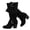 Black 004, variant on Love Steetly Women's Extra Wide Calf Knee High Boots, Soft Faux Suede, Two Large Round Buckle Straps, Slouchy Ruched Shaft Textured Stacked Heel Boots.
