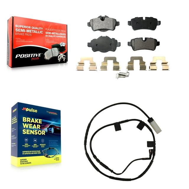 Positive Plus Rear Semi-Metallic Disc Brake Pads and Wear Sensors Kit for Car Mini Cooper KPW-100970