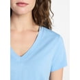 thumbnail image 4 of Time and Tru Women's Slub V Neck Tee with Short Sleeves, Sizes XS-XXXL, 4 of 5