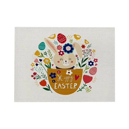 

1PC Easter Kitchen Waterproof Insulation Cotton And Linen Western Placemat