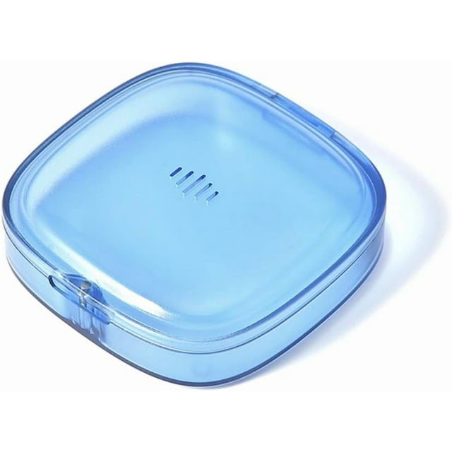 Transparent Slim Retainer Case, Small Travel Night Guard Case Fits in Pocket, Stylish Aligner Case with Vent Holes, Compact Retainer Holder Compatible with Invisalign (Azure)