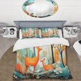 thumbnail image 2 of Designart "Blue Mid Century Mod Nature" Animals Bedding Covert Set - Abstract Midcentury Teal Abstract Bed Set With 1 Sham, 2 of 6