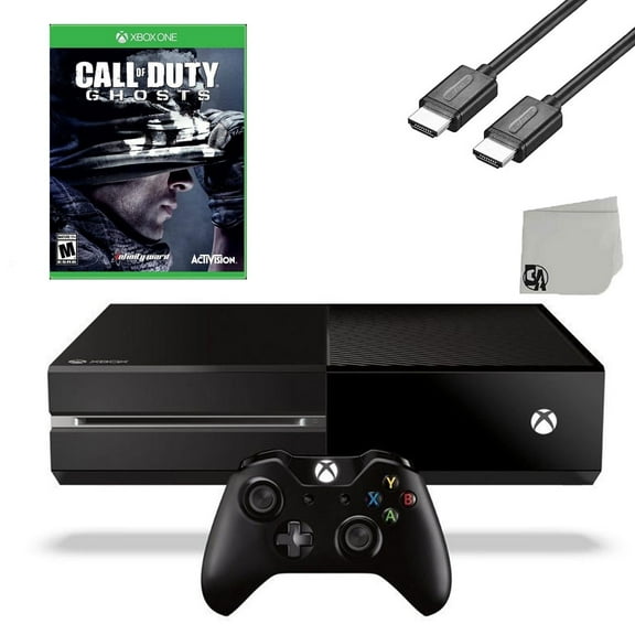 Pre-Owned Microsoft Xbox One Original 500GB Gaming Console Black HDMI Cable With Call of Duty Ghosts Game BOLT AXTION Bundle