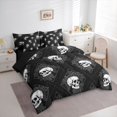 thumbnail image 2 of Homewish Vintage Skull Grid 7pcs Queen Bedding,Floral Halloween Bedding Comforter Set Queen,Black White,Black Reversible, 2 of 8