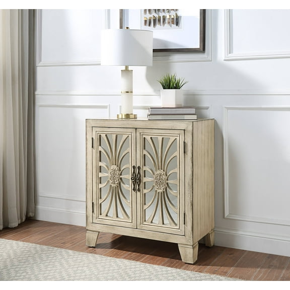 Miekor Furniture Nalani Antique White Finish Console Cabinet 65978