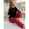 thumbnail image 5 of Summer Sleepwear for Women Short Sleeve Pajama Set 2 Piece female Tee and Pants Soft Loungewear PJS, 5 of 7