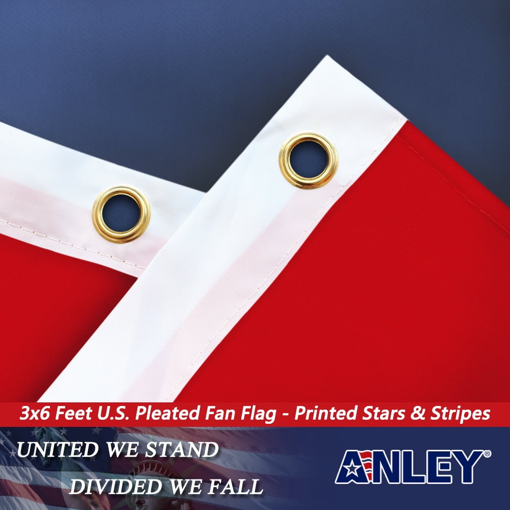 Anley USA Pleated Fan Flag, 3x6 Ft American US Bunting Flags - United States Half Fan Banner (6 Pack)