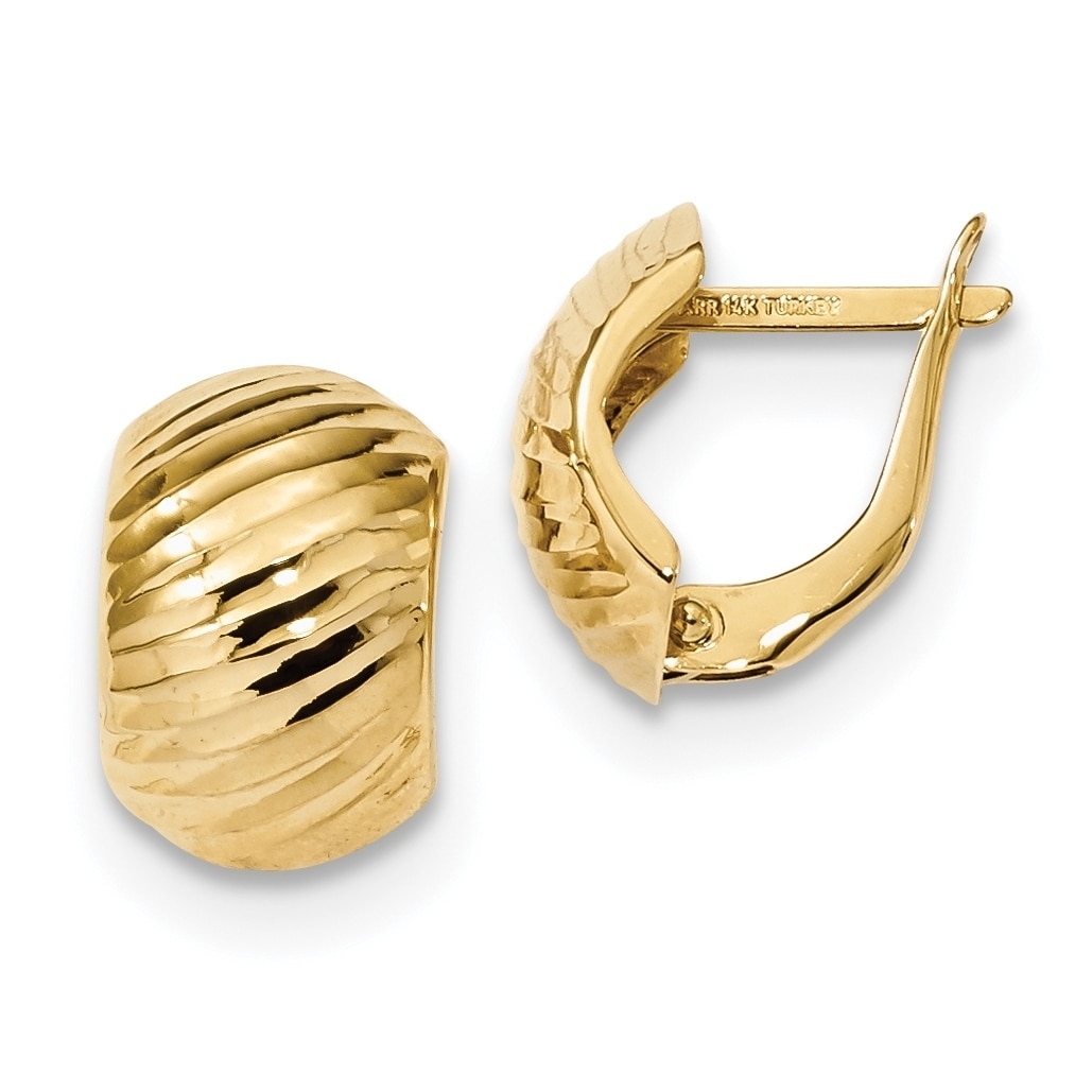 Versil Versil 14 Karat Gold Polished And Textured Hinged Hoop versil-versil-14-karat-gold-polished-and-textured-hinged-hoop