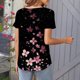 thumbnail image 4 of Mujeres de Verano Tops de Manga Corta Impresa Casual Cuello Redondo Plisado Superior 95% Poliéster 5% Spandex, Blusa de Moda para Todas las Estaciones, 4 of 6