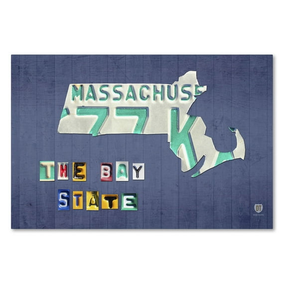 Trademark Fine Art 'Massachusetts License Plate' Canvas Art by Design Turnpike
