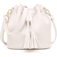 thumbnail image 1 of LHSHIDU Womens Mini Bucket Bag Leather Drawstring Handbag Tassel Shoulder Purse Retro Crossbody Wallet with Adjustable Straps, 1 of 7