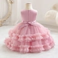 thumbnail image 4 of NAISIBABY Girls Princess Dress, Floral Bow Sequin Mesh Sleeveless Wedding Birthday Party Dress Pink 1T, 4 of 5
