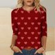 thumbnail image 2 of Camisetas Casuales de las Mujeres 3/4 Manga Cuello Redondo Impreso Blusa Imitación Estante Tela, Camiseta de Moda Superior para el Hogar Diario Y Desgaste Casual Todo el Año, 2 of 9