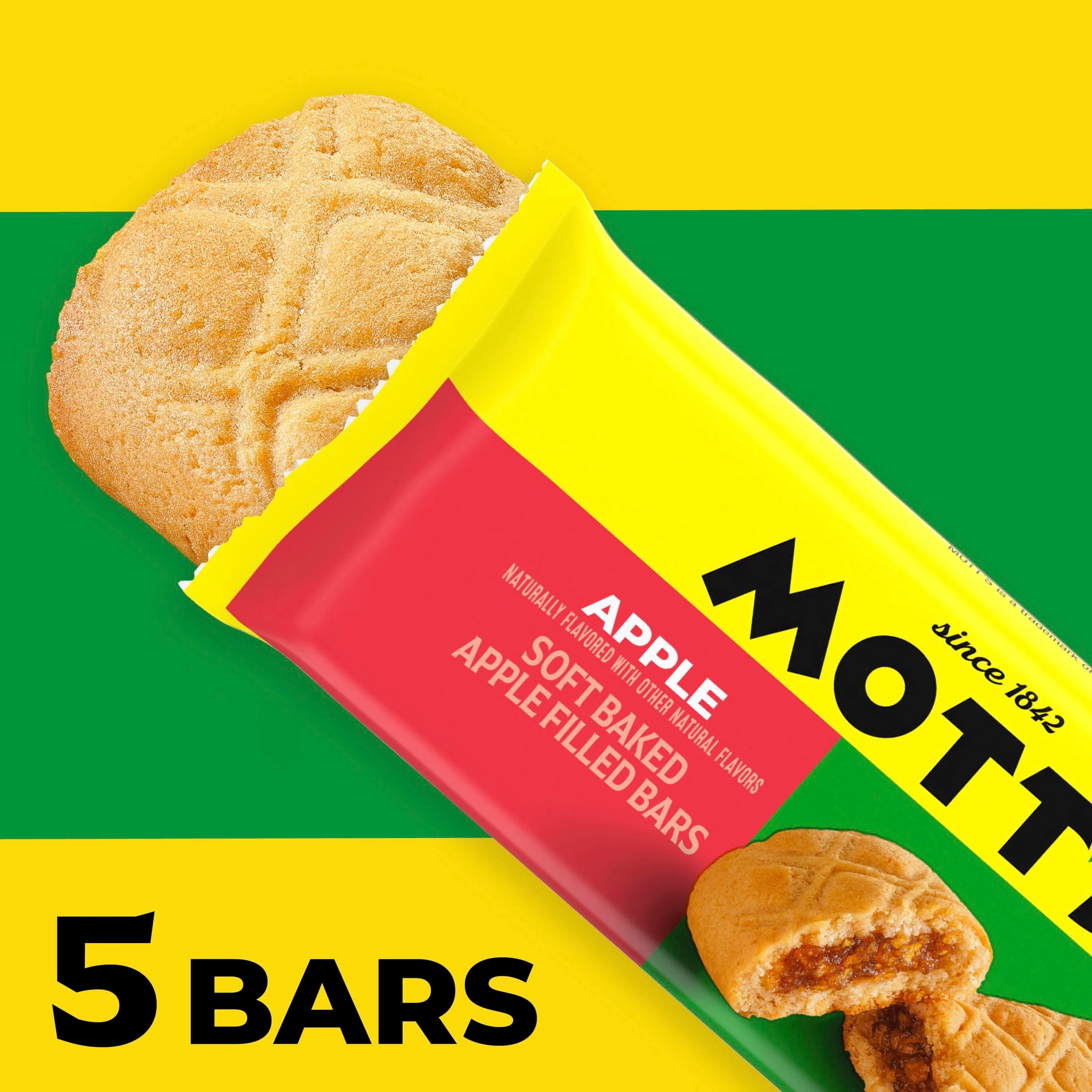 (8 pack) Mott's Soft Baked Apple Filled Bars, Apple Flavor Snacks, 5 Count, 6.55 oz