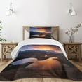 thumbnail image 3 of Ambesonne Lake Quilted Bedspread Set 2 Pcs, Mountain Lake Koruldi, Twin Size, Pale Orange Dark Brown, 3 of 6