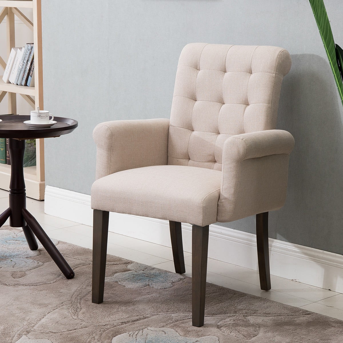 ModernLuxe Accent Chair with Armrest and Solid Wood Legs