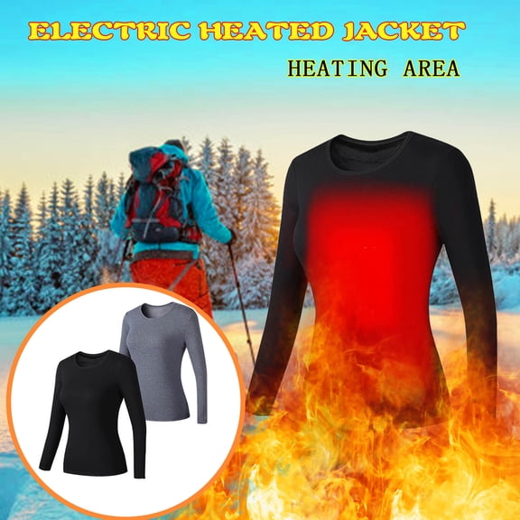 USB Heated Vest for Women, Electric Heating Jacket with Adjustable Temperature, Portable Battery Powered Warming Top, Thermal Wear for Winter, Outdoor, and Daily Cold Weather-Black