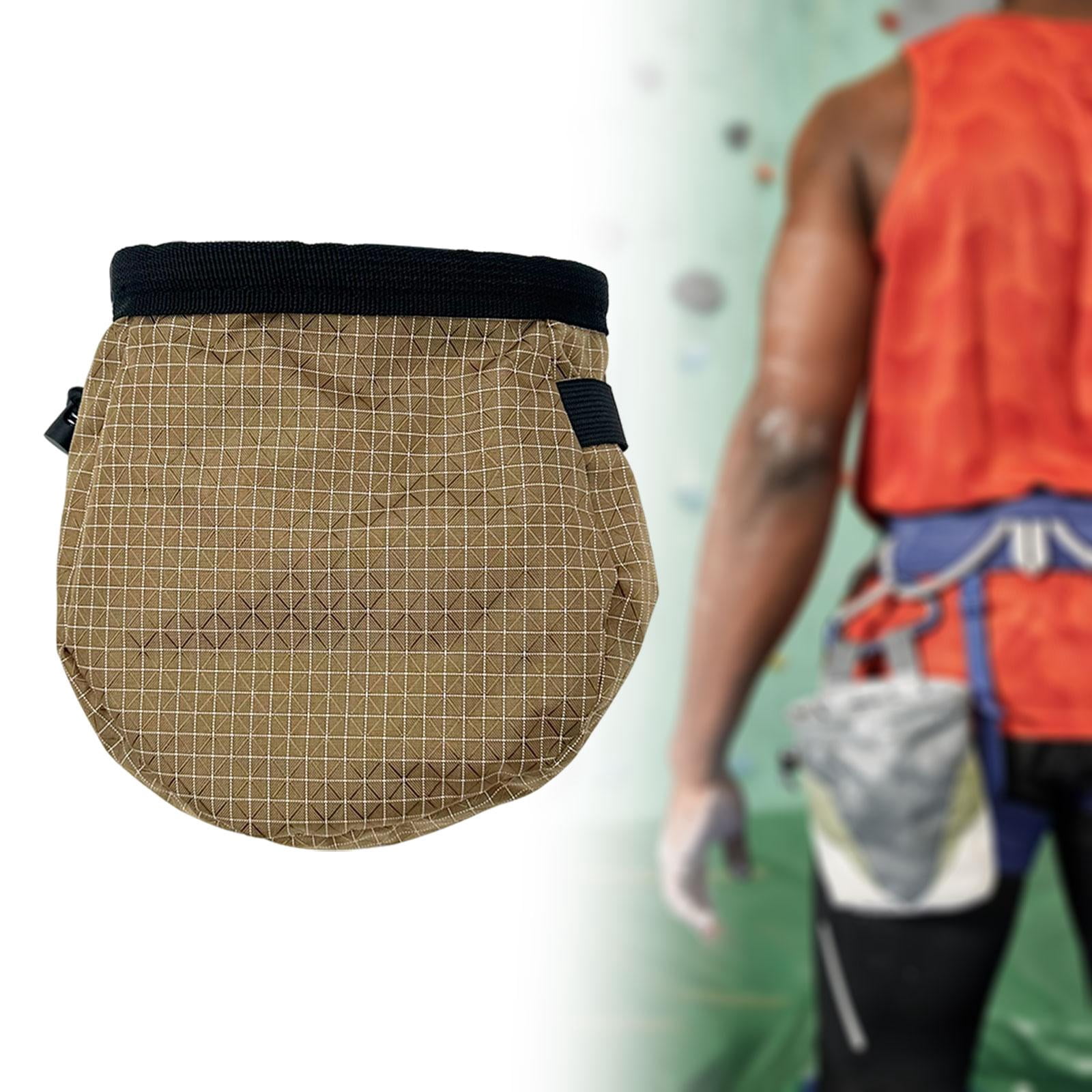 QccHieUs Chalk Bag for Climbing Chalk Carrier Bag for Men Women Adjustable Waist Belt for Brown