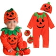 thumbnail image 2 of Jkerther 3PCS Toddler Baby Girls Halloween Romper Long Sleeve Crotch Button Halloween Pumpkin Bodysuit, 2 of 7