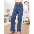 thumbnail image 3 of WIFORNT Women High Rise Jeans Fashion Casual Heart Pattern Straight Leg Denim Pants with Pockets, 3 of 7