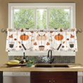thumbnail image 4 of Yayeee Kitchen Curtains Tier Set of 2 Light Filtering 57"x24" Over Sink Window Panels, Hand Drawn Pumpkin, 4 of 7