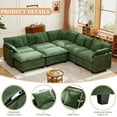 thumbnail image 3 of BedLuxury 111.5” Modular Sectional Sofa with Movable Ottoman, Modern Cloud Couch with Corner Seat for Living Room, 5-Seat, Green, 3 of 7
