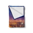 thumbnail image 2 of City Soft Flannel Fleece Blanket, Cape Town Panorama at Dawn South Africa Coastline Roads Architecture Twilight, Cozy Plush for Indoor and Outdoor Use, 60" x 80", Marigold Blue Pink, by Ambesonne, 2 of 6