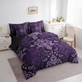 thumbnail image 3 of Feelyou Mystic Purple Damask Twin Bedding Sets 7-Piece, Hippie Western Print Bedding Comforter Set, Tribal Flower Floral Reversible Sheet Sets, Luxury Bedroom Decor, 3 of 7