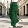thumbnail image 3 of EANJE Men's Cargo Sweatpants Straight Wide Leg Sweat Pants with Pockets Open Bottom Elastic Drawstring Waist Joggers Pants for Winter Daily​ Warm Wear Green M, 3 of 8
