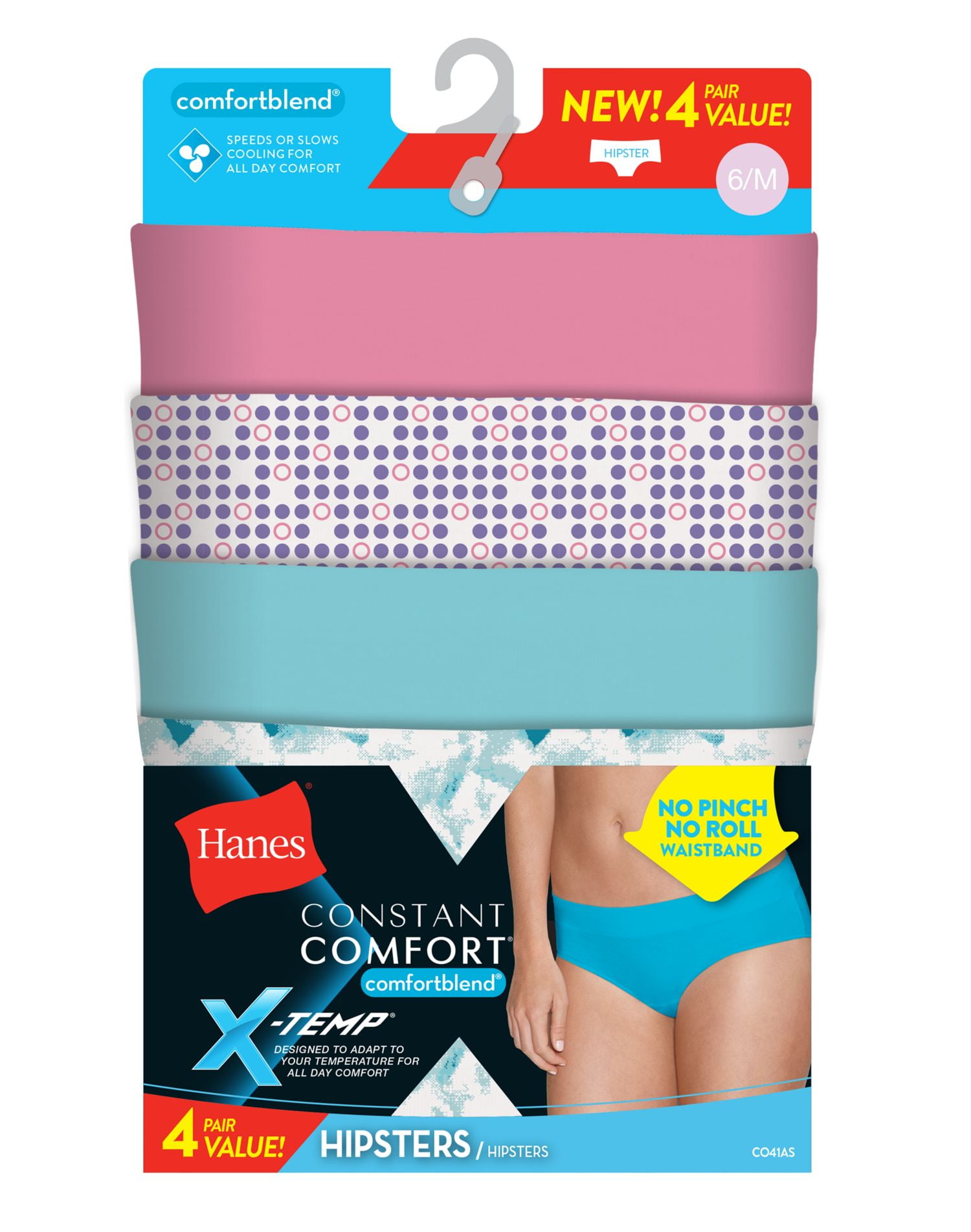 Hanes Ultimate 4-pack Constant Comfort X-Temp Hipsters 41X4B