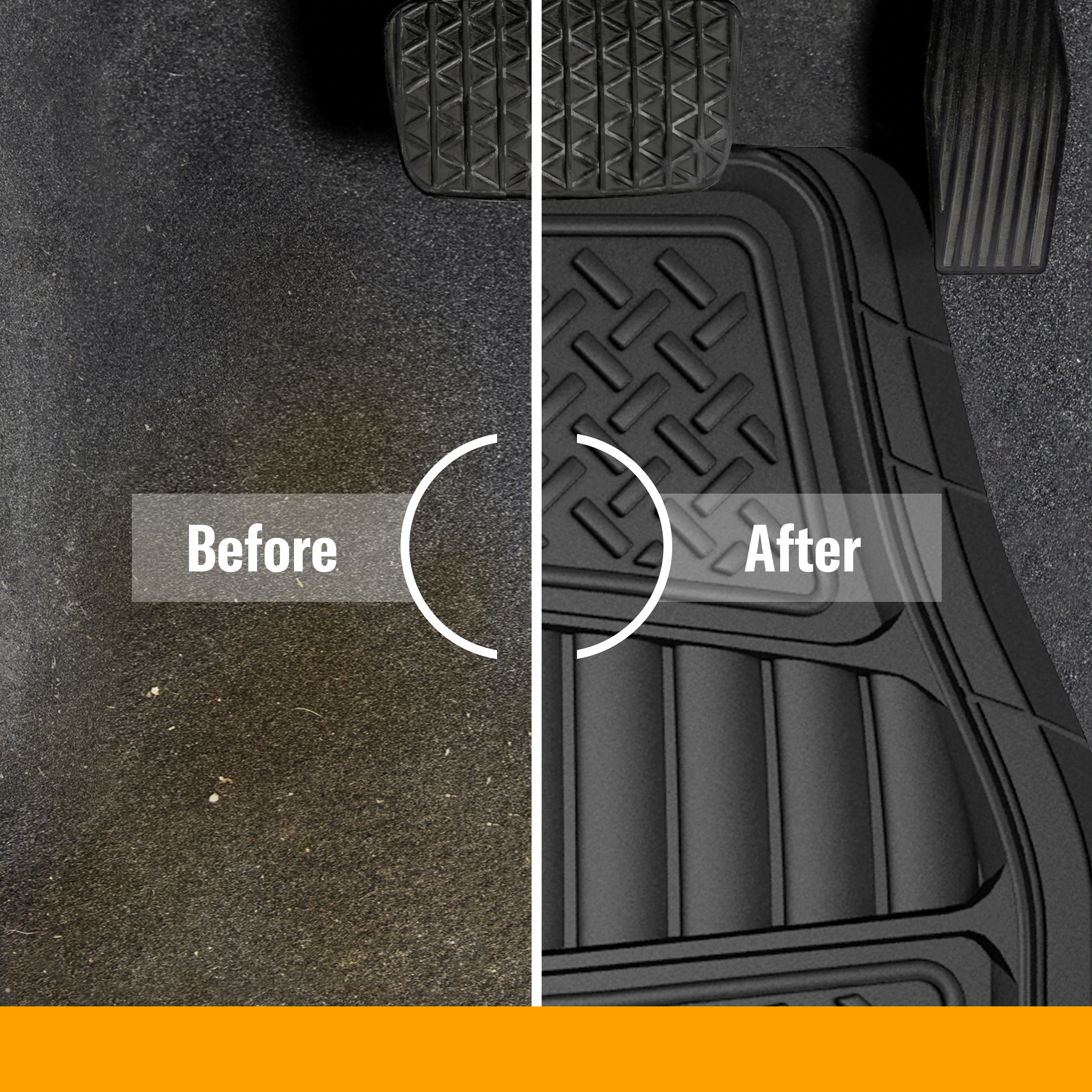 Armor All All-Weather Floor Mats for Trucks, Cars, and SUVs, Black, 2-Piece