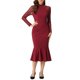 thumbnail image 1 of INSPIRE CHIC Vestido de Mujer Cuerpo Sirena Bodycon Cuello Mock Malla Transparente de Manga Larga XS Rojo Profundo, 1 of 6