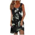 thumbnail image 2 of Ovzne Robes d'Été pour Femmes Robe de Plage pour Femmes Printemps et Été Vacances Bouton Col en V à Bretelles Robe Haut Robe d'Été Imprimée Liquidation, 2 of 5