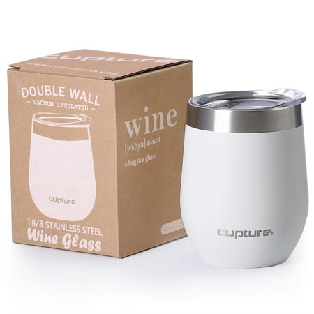 Cupture Stemless Wine Glasses 12 oz Vacuum Insulated Tumbler with Lids - 18/8 Stainless Steel (Winter (Best Value Wine Glasses)