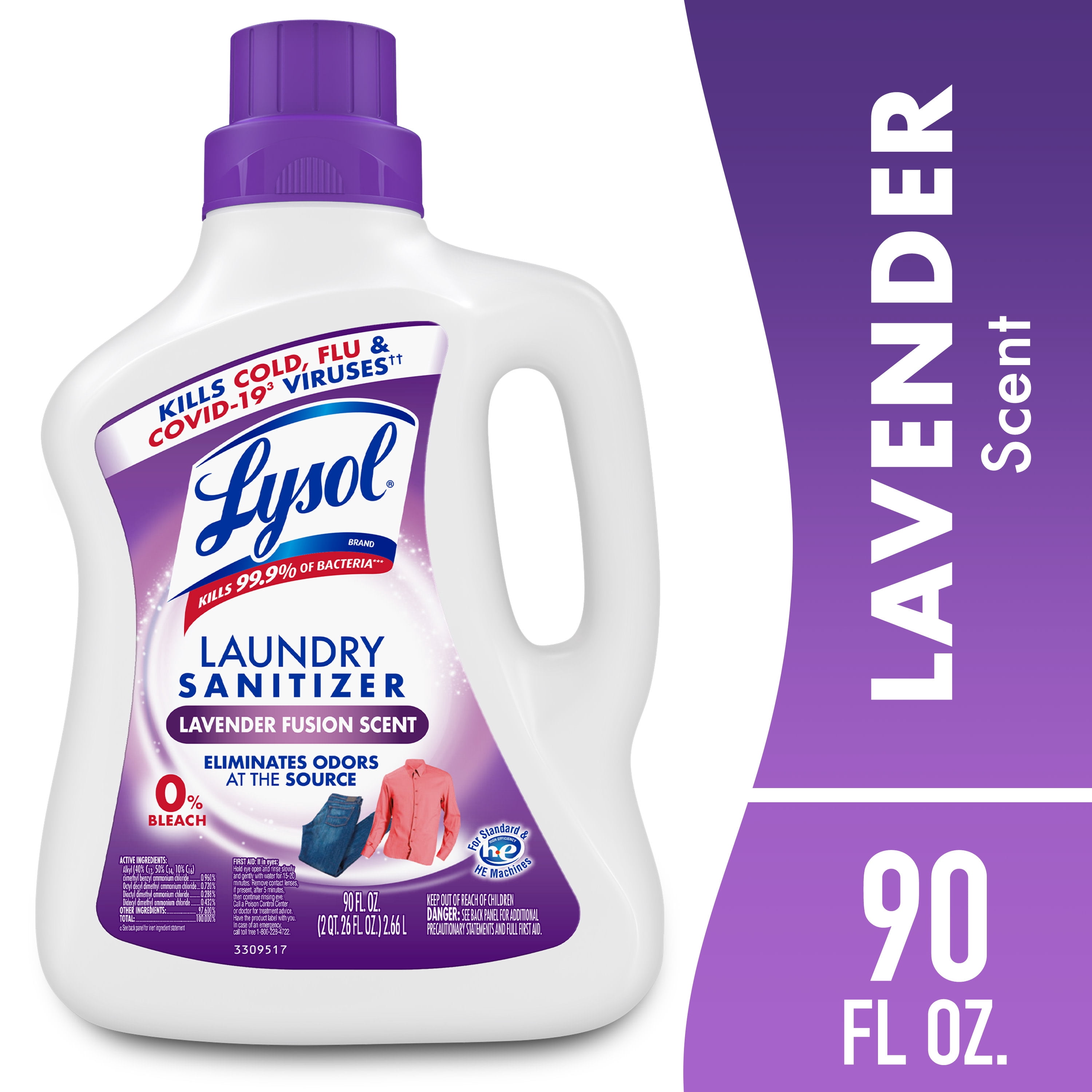 (2 pack) Lysol® Laundry Sanitizer Additive, Eliminates Odor Causing Bacteria, Lavender Fusion, 90 fl oz
