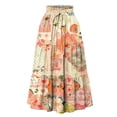 thumbnail image 3 of Women’s High Waist Floral Print Midi Skirt with Elastic Waistband and Pockets Casual A Line Flowy Tiered Skirt for Summer Spring White 2XL, 3 of 5