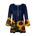 thumbnail image 4 of Apmemiss Blouses for Women Dressy Casual Clearance Women's Casual Trumpet 3/4 Sleeve Printed Buttoned Basic Ruched Corset Tunic Tops Pleated T-shirts Blouses, 4 of 5