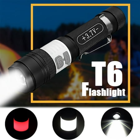 Elfeland 2000LM LED Flashlight Torch USB Rechargerble 18650 Battery Zoomable Light Lamp 3 Modes T6 LED For Camping Fishing (Not Included