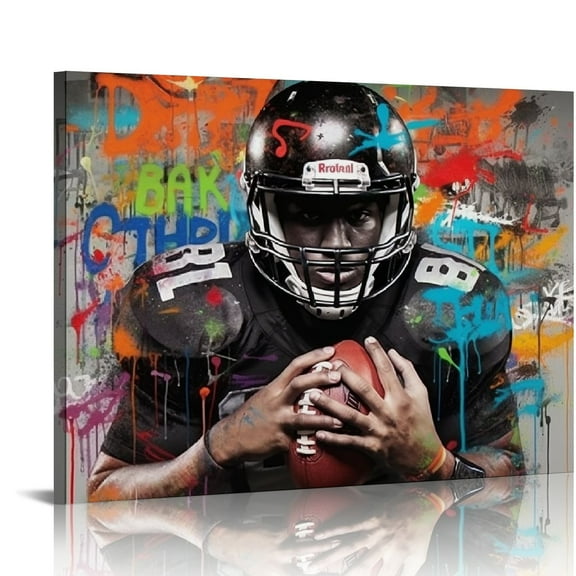 EastSmooth American Football Canvas Wall-Art for Bedroom - Room Decor for Teen Boys - Graffiti Wall Art Ready to Hang