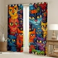 thumbnail image 2 of jejeloiu Colorful Cartoon Cat Black Out Curtains,Bohemian Kitten Animal Curtains Pack of 2 (42x63 Each),Multicolor Boho Exotic Style Bedroom Curtains For Girl Boys,Ultra Soft Home Decor, 2 of 6